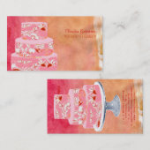 PixDezines Hochzeitskuchen/Aquarellkuchen Visitenkarte (Vorne/Hinten)