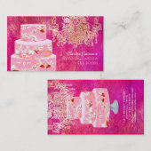 PixDezines Hochzeitskuchen/Aquarellkuchen Visitenkarte (Vorne/Hinten)