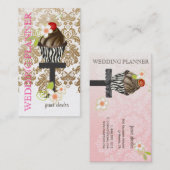 PixDezines, Hochzeitsplaner+Fidora Damask Visitenkarte (Vorne/Hinten)