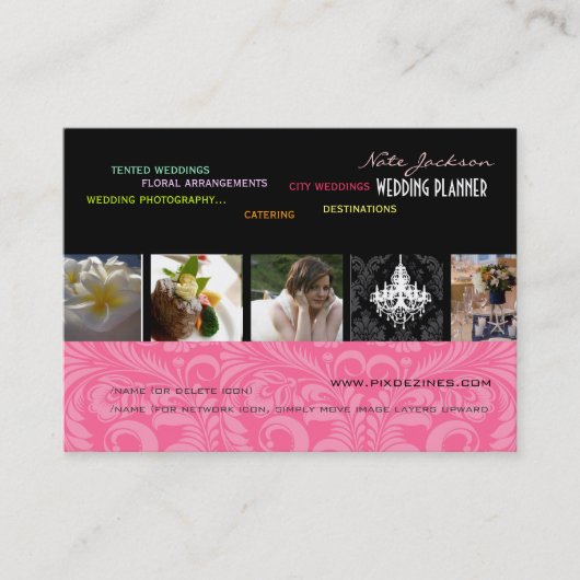 PixDezines Hochzeitsplaner/Tagesfarben+Schriftart Visitenkarte (Vorderseite)