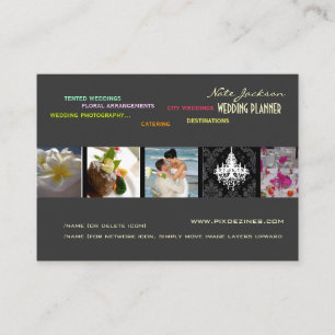 PixDezines Hochzeitsplaner/Tagesfarben+Schriftart Visitenkarte