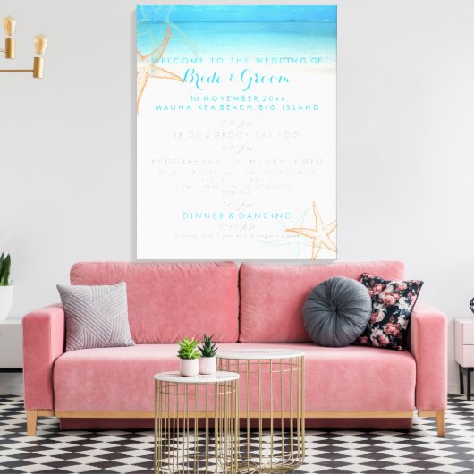 PixDezines Hochzeitsprogramm für den Strand Leinwanddruck (Insitu (Wohnzimmer))