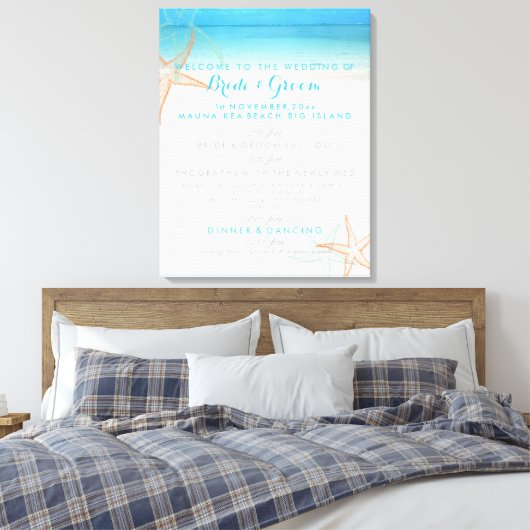 PixDezines Hochzeitsprogramm für den Strand Leinwanddruck (Insitu (Schlafzimmer))