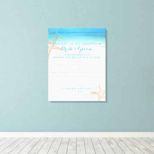 PixDezines Hochzeitsprogramm für den Strand Leinwanddruck (Insitu (Holzboden))