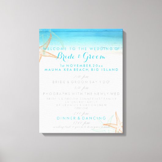 PixDezines Hochzeitsprogramm für den Strand Leinwanddruck (Vorderseite)