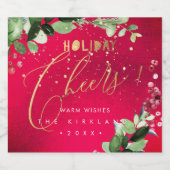 PixDezines Holiday Cheers Winter Wreath Red Schaumweinetikett (Einzelnes Label)