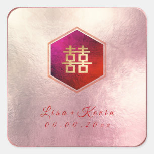 PixDezines Honeycomb Double Glück Ombre Rose Quadratischer Aufkleber