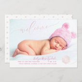 PixDezines Honeycomb Geburtsankündigung, Mädchen Ankündigung (Vorne/Hinten)