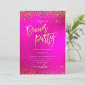 PixDezines Hot+Flash Imitate Glitzer Einladung (Stehend Vorderseite)