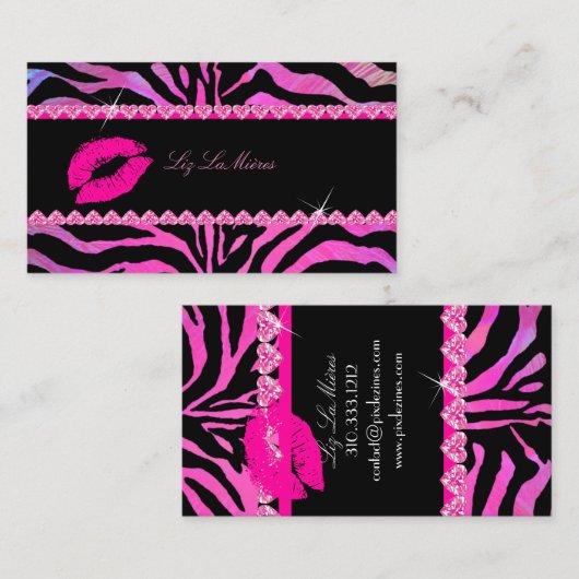 PixDezines Hot Lips+sassy Zebra Visitenkarte (Vorne/Hinten)