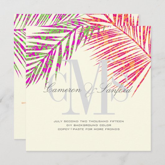 PixDezines hula palms/dreifacher Hintergrund Farbe Einladung (Vorne/Hinten)