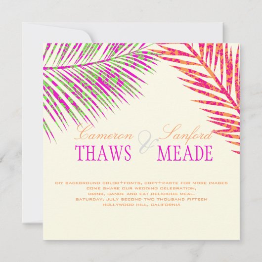 PixDezines hula palms/dreifacher Hintergrund Farbe Einladung (Rückseite)