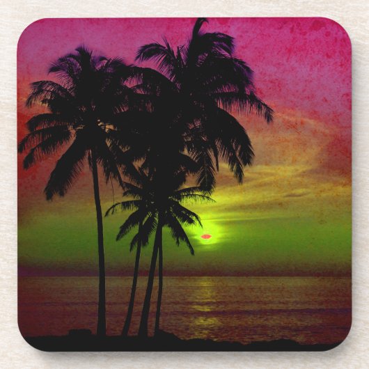 PixDezines hula Sonnenuntergang Untersetzer (Vorderseite)