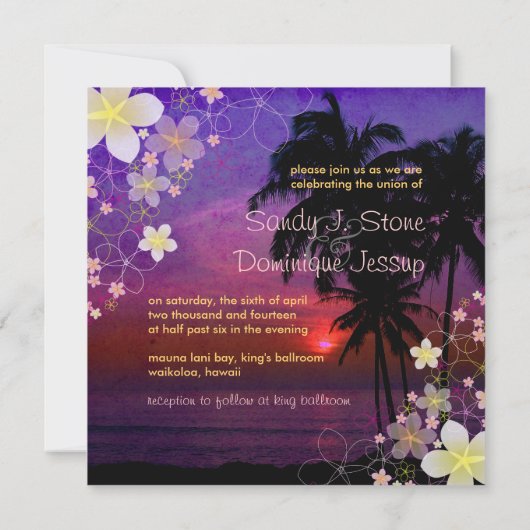 PixDezines hula Traum/Plumeria/Strand/tropisch Einladung (Rückseite)