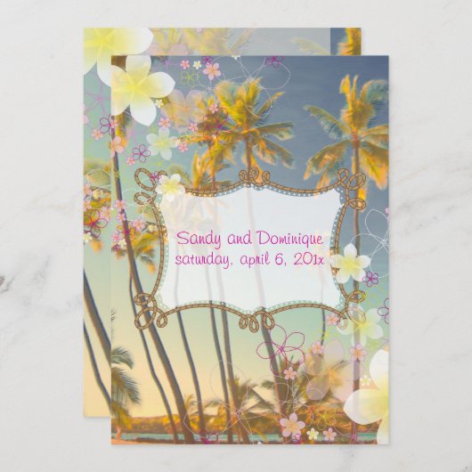 PixDezines hula Traum/Plumeria/Strand/tropisch Einladung (Vorne/Hinten)