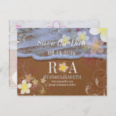 PixDezines hula Traum rett Datum Strand+Wellen Ankündigungspostkarte (Vorne/Hinten)