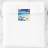 PixDezines Hula Wave/Plumeria/Starfish Quadratischer Aufkleber (Tasche)