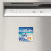 PixDezines hulawaves/strand+plumeria Magnet (In Situ (Geschirrspüler))