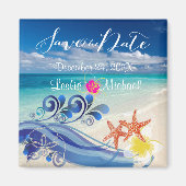 PixDezines hulawaves/strand+plumeria Magnet (Vorne)