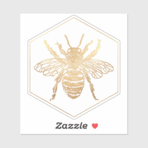 PixDezines Hummel+Bienenwabe, Faux Gold Aufkleber