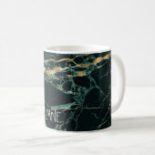 PixDezines HUNTER GRÜNE MARBLE+IMITATE GOLD VEINS Kaffeetasse (VorderseiteRechts)