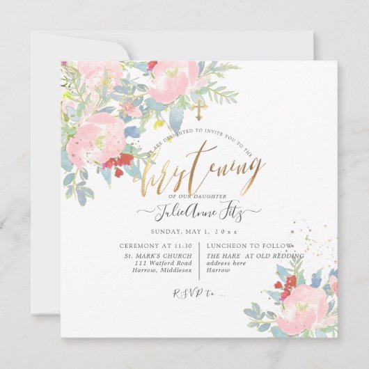 PixDezines Hütte Wasserfarben Blume Weihnachten Einladung (Vorderseite)