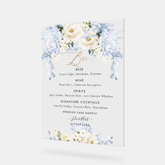 PixDezines Ice Blue Hyde Alabaster Rose Menü Acrylschild (Winkel)