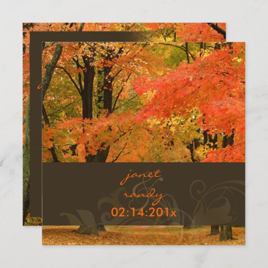 PixDezines im Wald, HOCHZEIT IM HERBST/DIY-Veranst Einladung (Vorne/Hinten)