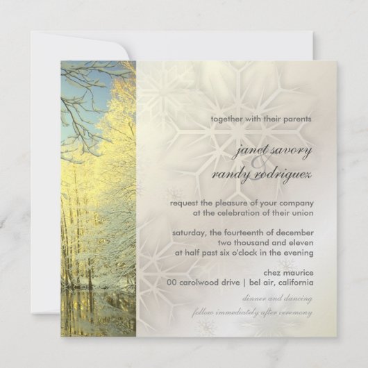 PixDezines im Wald, Winterhochzeit Einladung (Rückseite)