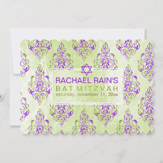 PixDezines-Imitat-Folie/Tunis-Damast-Fledermaus Mi Einladung (Vorderseite)