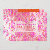 PixDezines-Imitat-Folie/Tunis-Damast-Mitzvah Einladung (Vorne/Hinten)