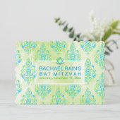 PixDezines-Imitat-Folie/Tunis-Damast-Mitzvah Einladung (Stehend Vorderseite)