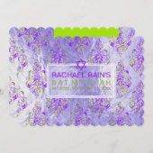 PixDezines-Imitat-Folie/Tunis-Damast-Mitzvah Einladung (Vorne/Hinten)