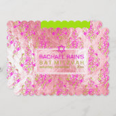 PixDezines-Imitat-Folie/Tunis-Damast-Mitzvah Einladung (Vorne/Hinten)