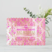 PixDezines-Imitat-Folie/Tunis-Damast-Mitzvah Einladung (Stehend Vorderseite)