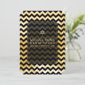 PixDezines Imitat Folie/Zickzack Bar mitzvah Einladung (Stehend Vorderseite)