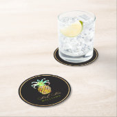 PixDezines Imitat Gold/Ananas Runder Pappuntersetzer (Vor Ort)