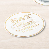 PixDezines Imitat-Gold/essen,/Getränk/und ist Runder Pappuntersetzer (Angewinkelt)