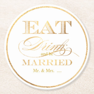 PixDezines Imitat-Gold/essen,/Getränk/und ist Runder Pappuntersetzer