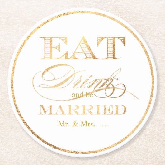PixDezines Imitat-Gold/essen,/Getränk/und ist Runder Pappuntersetzer (Vorderseite)