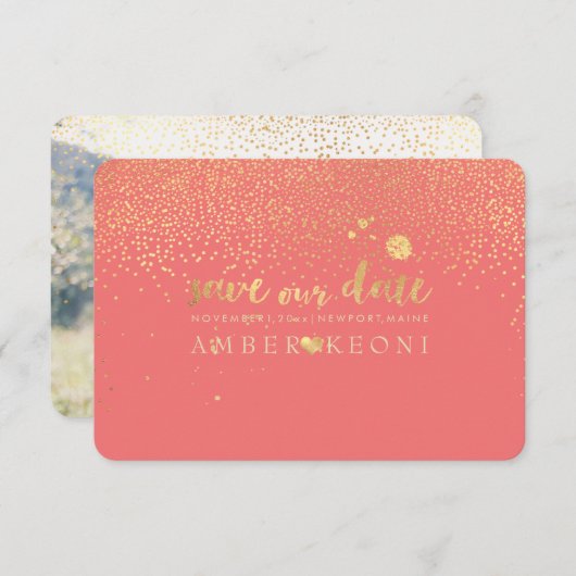 PixDezines-Imitat Gold/Rett-Datum/DIY-Farbe Save The Date (Vorne/Hinten)