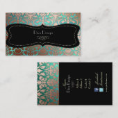 PixDezines-Imitat Kupferflora-Damast/Deichhintergr Visitenkarte (Vorne/Hinten)