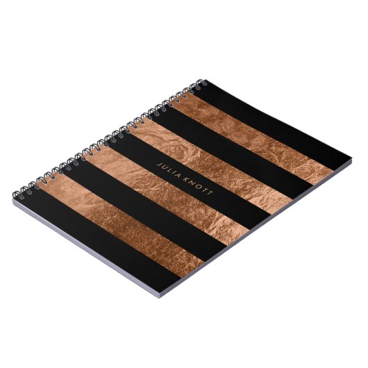 PixDezines Imitat Kupferfolie/schwarze Streifen Notizblock (Linke Seite)