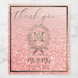 PixDezines-Imitat Monogram+Laurel Wreath Weinetikett