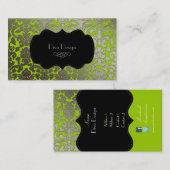 PixDezines Imitat Silberflora-Damast/Deuchfarbe Visitenkarte (Vorne/Hinten)