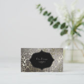 PixDezines Imitat Silberflora-Damast/Deuchfarbe Visitenkarte (Stehend Vorderseite)