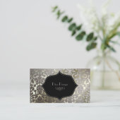 PixDezines Imitat Silberflora-Damast/Deuchfarbe Visitenkarte (Stehend Vorderseite)