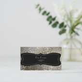 PixDezines Imitat Silberflora-Damast/Deuchfarbe Visitenkarte (Stehend Vorderseite)