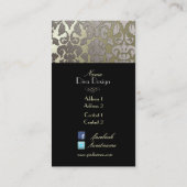PixDezines Imitat Silberflora-Damast/Deuchfarbe Visitenkarte (Rückseite)