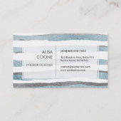 PixDezines Imitate blaue+silberne Streifen Visitenkarte (Rückseite)